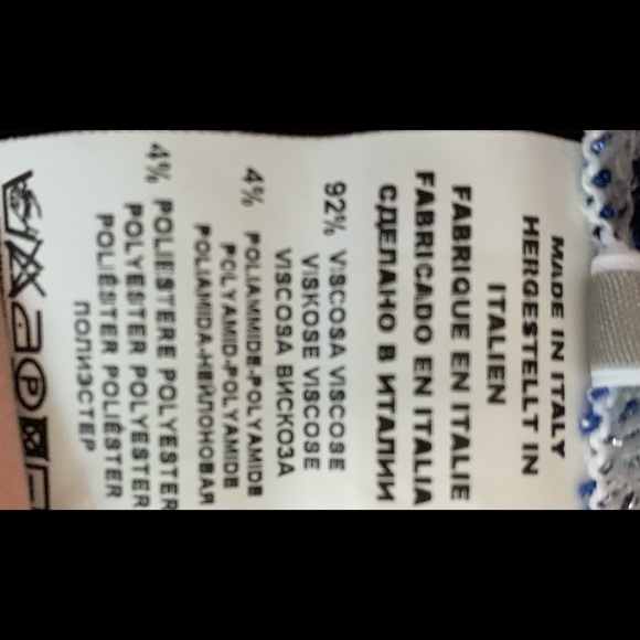 GRAN SASSO Pants STRETCH WIDE LEG STRIPE PANT Sz Small Blue White Silver Gray - Picture 17 of 17